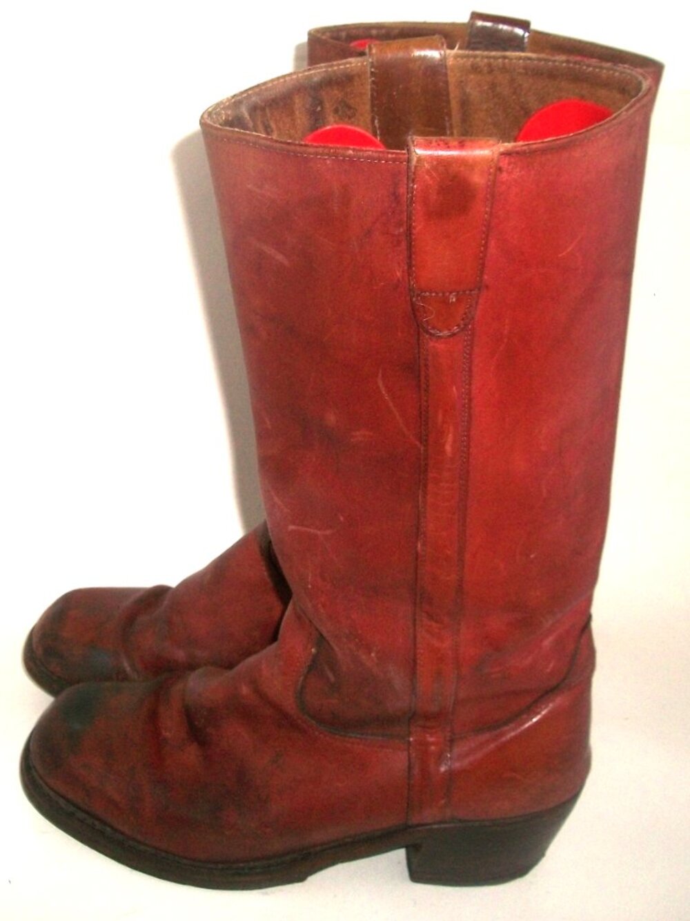 Vintage 70's Aged Oxblood Leather Handmade Chunky Campus Boots 10.5M